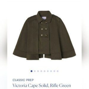 📢 NWT Classic Prep GIRLS Olive Green Victoria Cape Riffle Coat ~ M